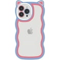 thumbnail image 6 of Compatible with iPhone Case for Women/Girls, Cute Candy Color 3D Cat Ears Curly Wave Anti-Scratch Shockproof Soft Phone Case for iPhone 15 Pro Max, Deep Purple-Yellow, 6 of 11