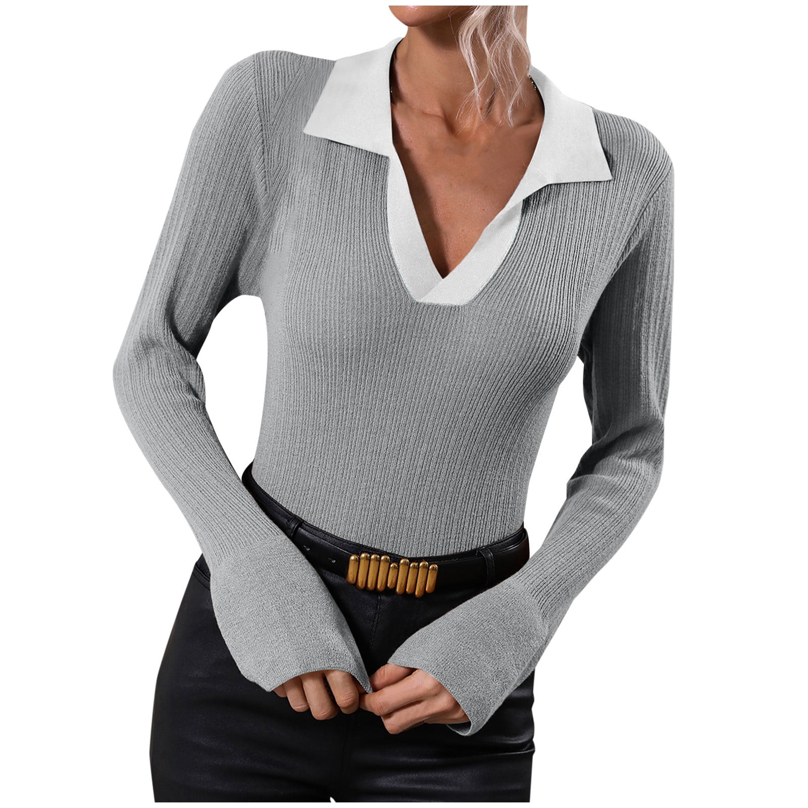 Ribbed V Neck Poly Voly Knit Top in Grass Ribbed V Neck Poly Voly Knit Top in Grass