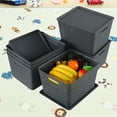 thumbnail image 6 of Ewingger Lidded Plastic Storage Baskets, 6 Pack Woven Baskets for Shelves, Dark Grey, 6 of 10
