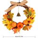 thumbnail image 3 of Pumpkin Wreath Pumpkin Berry Autumn Maple Leaf Door Wall Wreath Ornament Garland Halloween Thanksgiving Day Fall Window Decorations with A Bell, 3 of 5
