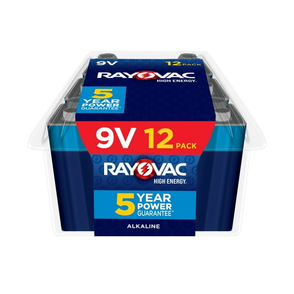 Rayovac High Energy 9V Batteries (12 Pack), Alkaline 9 Volt Batteries
