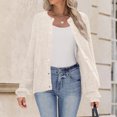 thumbnail image 5 of Stichou Women's 2025 Long Sleeve Cardigan Sweater Fall Winter Crew Neck Button Open Front Chunky Knit Outfits White S, 5 of 5