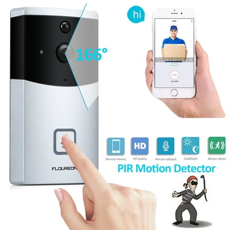 FLOUREON WIFI Video Doorbell, Smart Doorbell 720P HD Security Camera With micro SD slot, Real-Time Two-Way Talk and Video, Night Vision, PIR Motion Detection and App Control for IOS and (Best Macro Camera App)