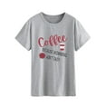 thumbnail image 3 of TWZH Women Coffee Because Moming Ain't Easy Letter T-Shirt Coffee Daisy Tee, 3 of 6