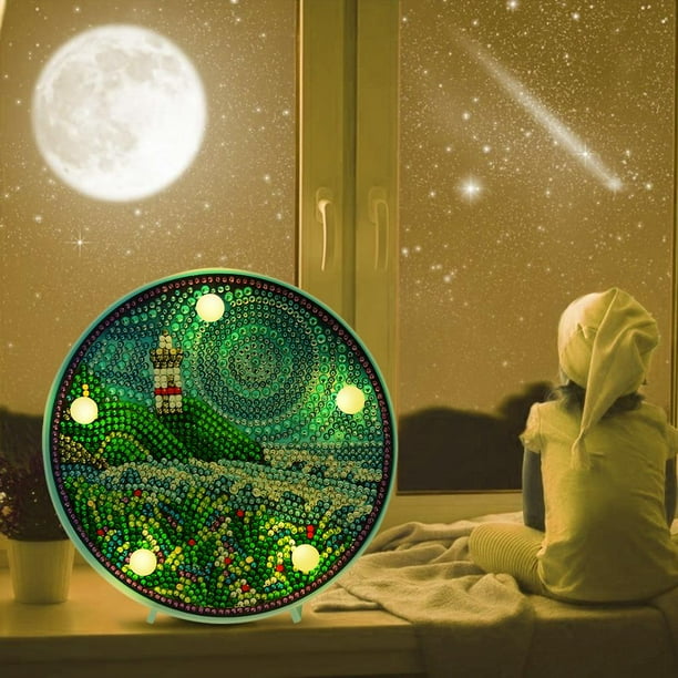 Cuadros Decorativos Lámpara de noche LED con pintura de diamante DIY en forma especial, batería para niños, decoración del hogar Sywqhk Nuevos Originales