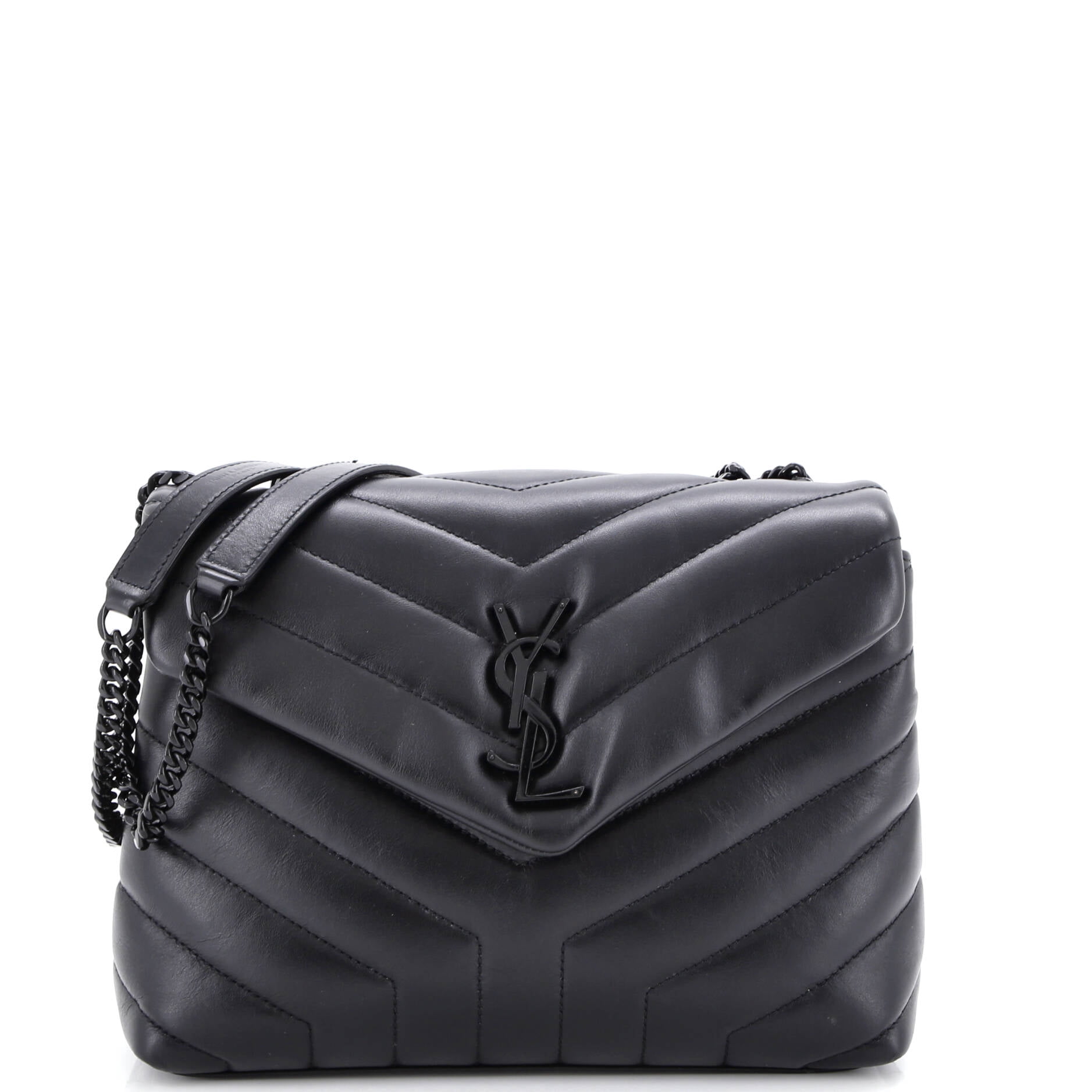 Pre-Owned Saint Laurent Loulou Shoulder Bag Matelasse Chevron Leather Small By Rebag