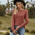 thumbnail image 2 of Defitshape Women's Long Sleeve Shirt Soft Tunic Top Cozy Winter Crew Neck Long Fashion Brushed Spring Tunics Red Small, 2 of 4