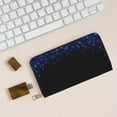 thumbnail image 6 of Leather Thin Slim Wallets for Women Men - Black Blue Glitter Sparkles Clutch Card Wallet for Women Men with Zipper, 6 of 7