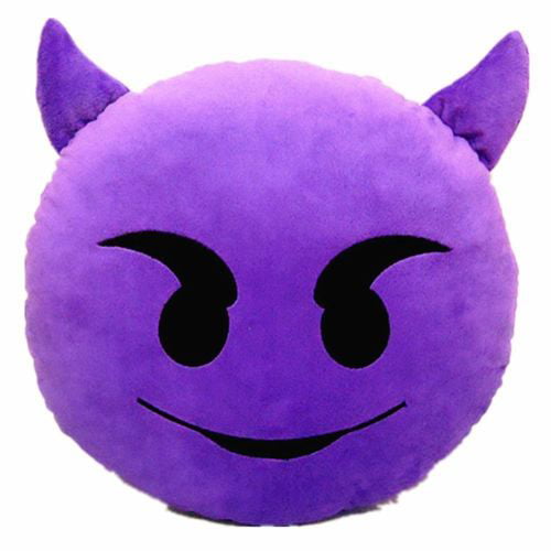 Smiley Yellow Devil USA SELLER Emoji Pillow 12" Inch 30cm Demon Purple Emoticon 