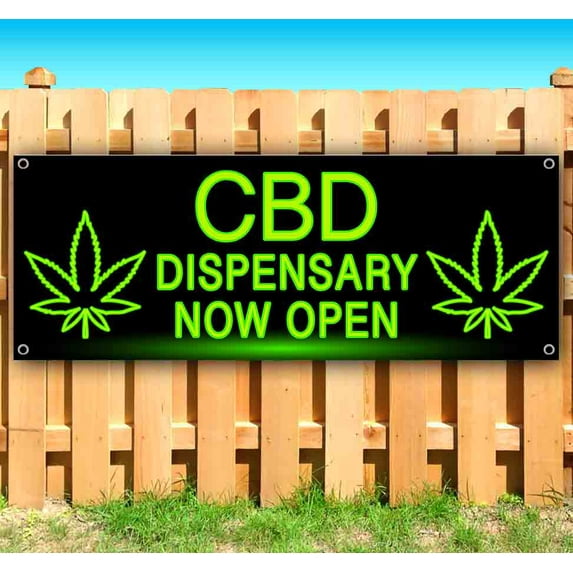 CBD Dispensary Now Open 13 oz Vinyl Banner With Metal Grommets