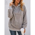 thumbnail image 3 of Gustave Women's Fuzzy Fleece Long Sleeve Pullover Hoodies with 1/4 Zip Up Sweatshirt Warm Oversized Outwear Coat(Gray,4XL), 3 of 7