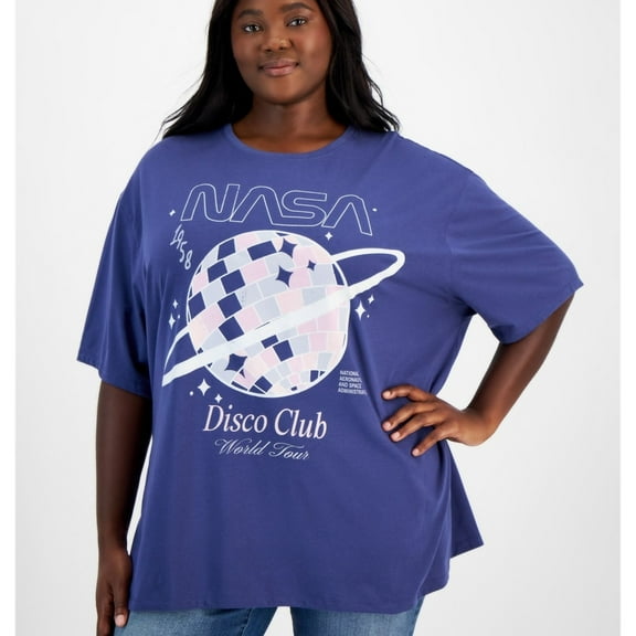 GRAYSON/THREADS Womens Nasa Disco Club Graphic T-Shirt, Blue, Plus Size, XXX-Large