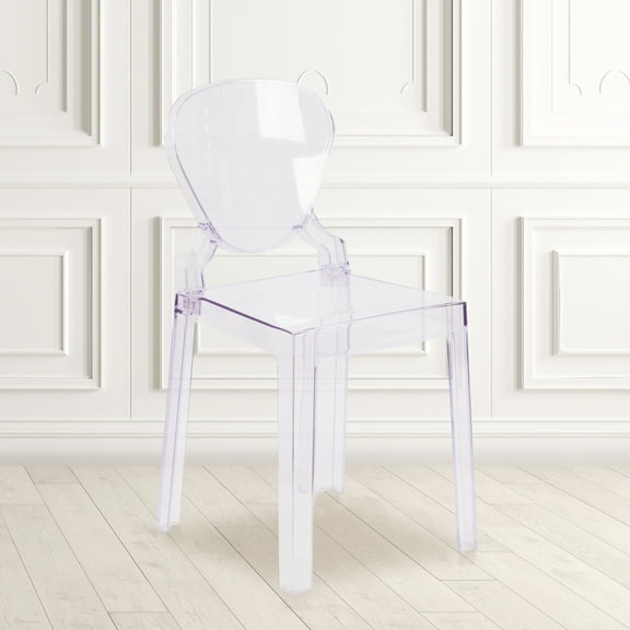 BizChair Modern Transparent Polycarbonate Ghost Accent Chair, Transparent Crystal