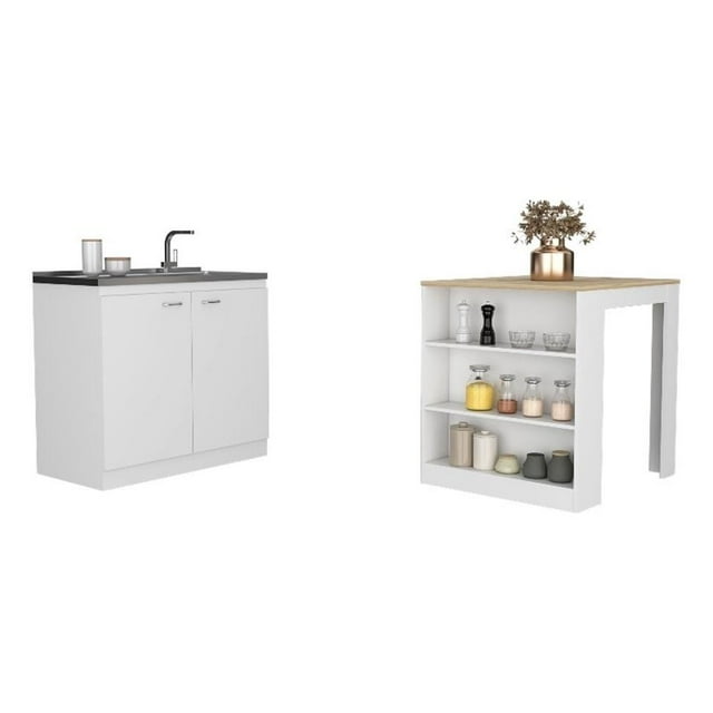 Pemberly Row 2 Piece Kitchen Set in Multi-color Engineered Wood
