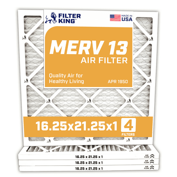 Filter King 16.25x21.25x1 Air Filter | 4-PACK | MERV 13 HVAC Pleated A/C Furnace Filters | MADE IN USA | Actual Size: 16.25 x 21.25 x .75"