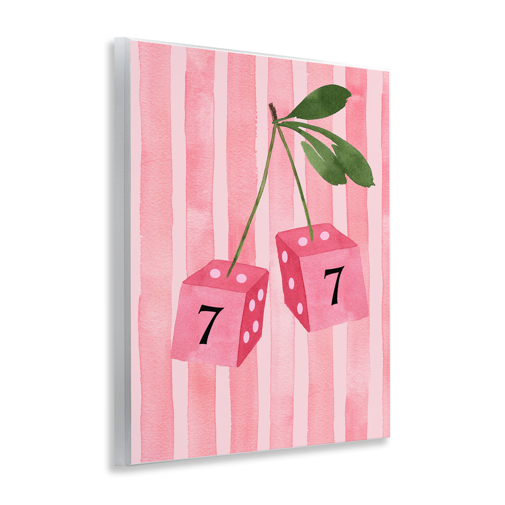 Lucky Number 7 Cherry Dice Wall Plaque Art, design by Nina Jacobs