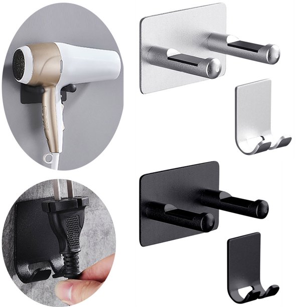 Ganfancp Secador de Pelo de Montaje En Pared de Aluminio Secador de Pelo Organizador de Almacenamiento de Baño 5Ml Ofertas Del Día Liquidación 2X Estante