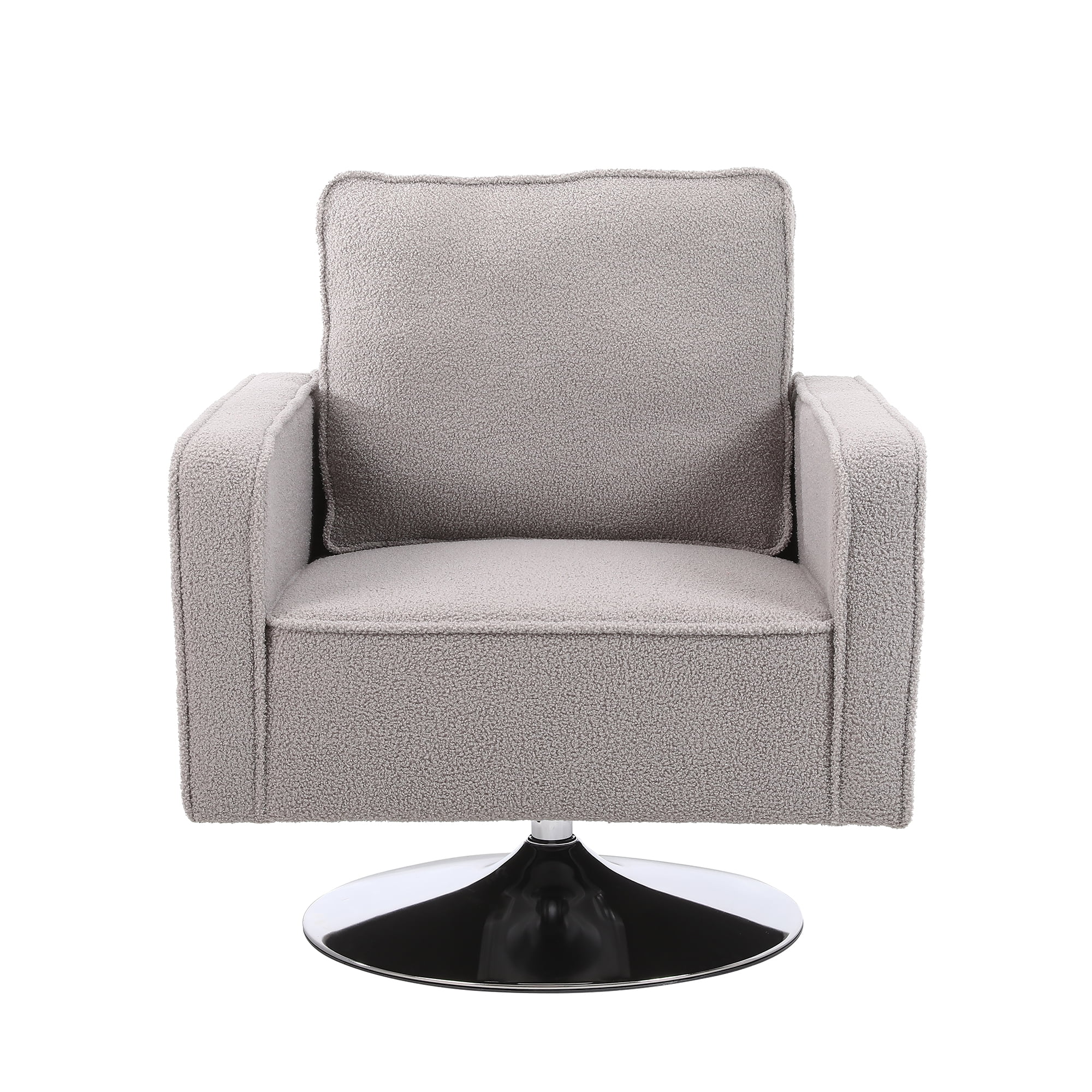 Kadyn Swivel Accent Barrel Chair, Linen Armchair with 360 Degree Swiveling and Side Pocket for Living Room, Grey