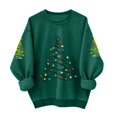 thumbnail image 4 of Chandails d'Automne Grande Taille pour Femmes Chandails de Noël pour Femmes Tête de Cerf Imprimée Col Rond Manches Longues Sweat à Capuche Amusant Vert G, 4 of 4