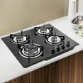 Miumaeov 4 Burner Gas Cooktops Built-In Cook Stove Kitchen LPG/NG Gas Hob with Adapter Electronic Ignition 23"