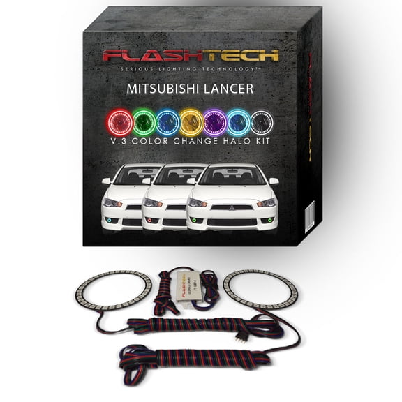 Flashtech RGB Multi Color Changing LED Halo kit for 2008-2016 Mitsubishi Lancer Fog Lights