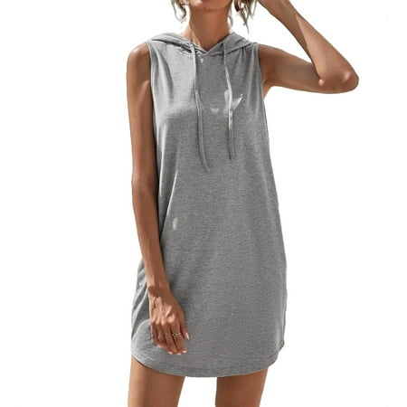 

Womens Short Hooded Dress Grey L