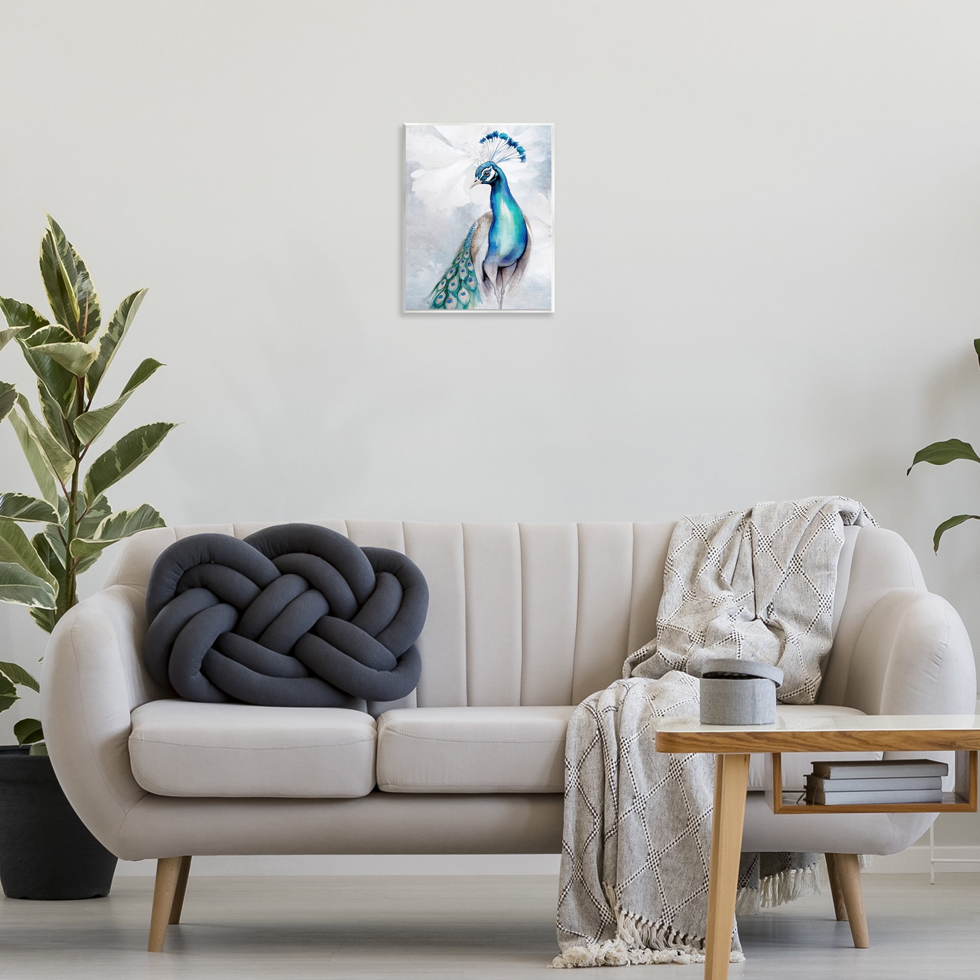 Stupell Industries Soft Elegant Peacock Portrait Animals Painting Unframed Art Print Wall Art, 11 x 14