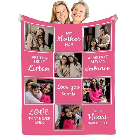 AISENIN Best Mothers Day Birthday Gifts for Mom Custom Personalized Blanket with Photo Picture Customized Unique Creative Gift Throw Blankets Mom Wife Women