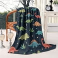 thumbnail image 2 of DarkBlue Dinosaurs Leaves Pattern Blanket,Comfortable Soft Lamb Wool Throw Blanket,All Season,Warm Lightweight Blankets for Sofa Bed Couch Living Room Chair,60"x80", 2 of 4