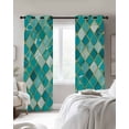 thumbnail image 3 of Turquoise Ombre Blackout Curtains, Light Blocking Print Window Curtains, Modern Abstract Art Geometric Rhombus Thermal Insulated Window Drapes for Living Room Kitchen Cafe 2 Panels, 104"W x 52"L, 3 of 9