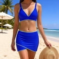 thumbnail image 4 of Gamivast Swimsuits for Women Bikini Sets 2 Pieces Push up V-Neck Scalloped Trim Skirted Bottom Side Tie High Waisted Bikini Beach Tummy Control Swimwear Cruise, 4 of 6