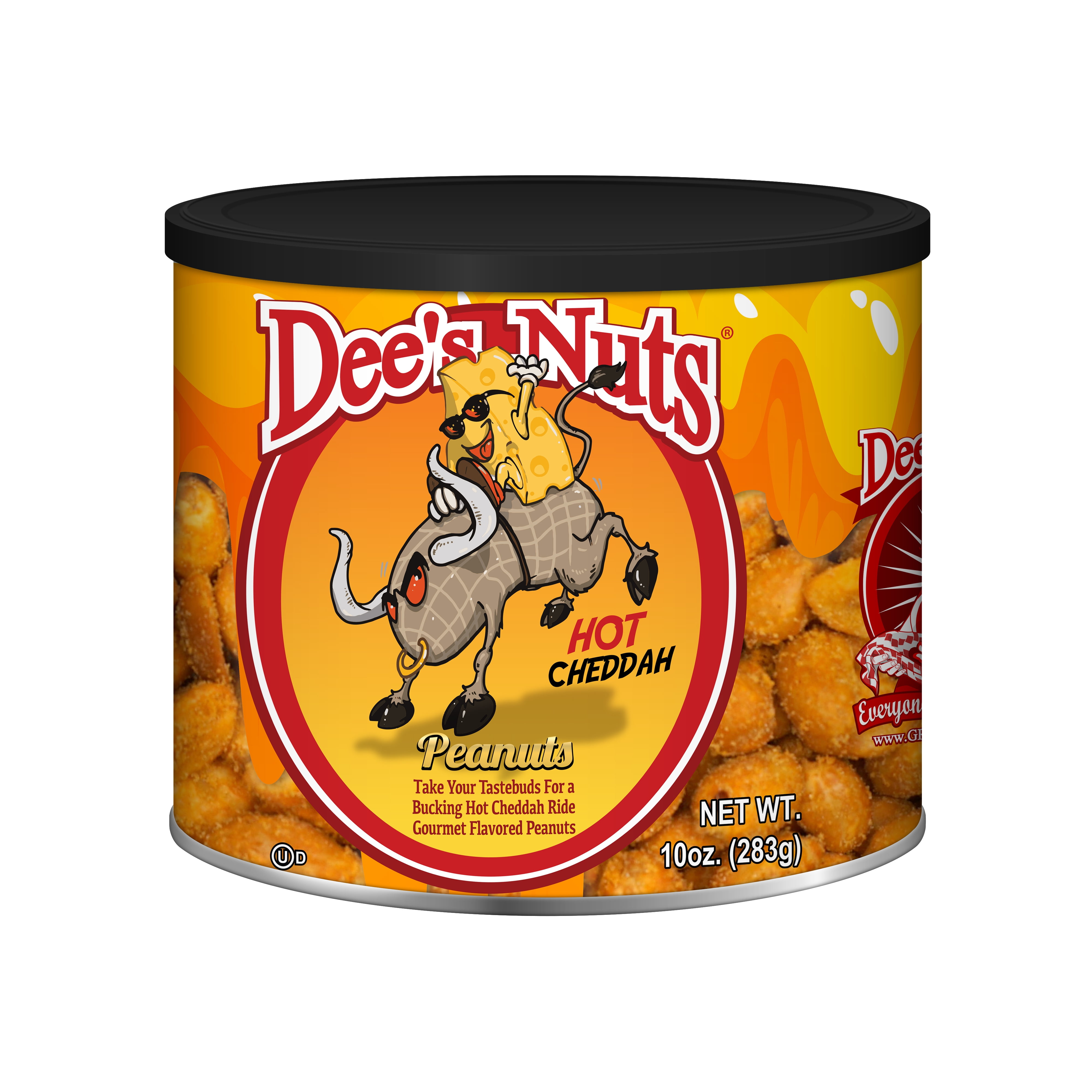 Dee's Nuts Peanuts, Hot Cheddar Flavor, 10 oz Canister - Walmart.com