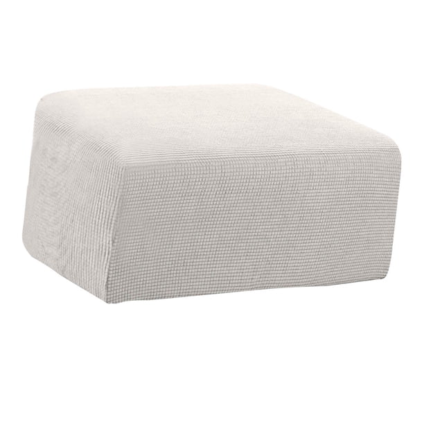Funda otomana de gran elasticidad, Protector de muebles grueso y suave, funda rectangular para reposapiés, para taburete de almacenamiento , yo blanco L Blanco Baoblaze Funda otomana redonda