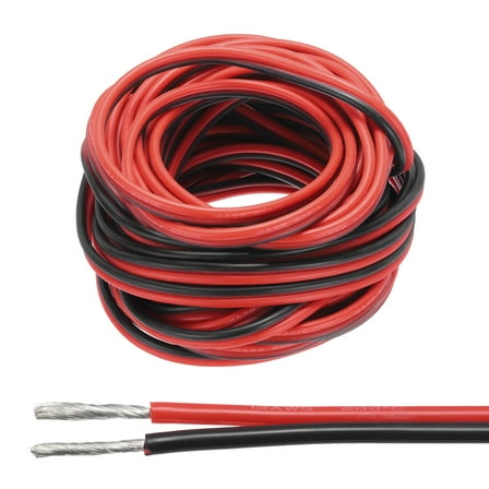Uxcell 10 Gauge Wire 2 Conductor Electrical Wire 65.6FT Red Black Cable Tinned Copper/Flexible/Silicone