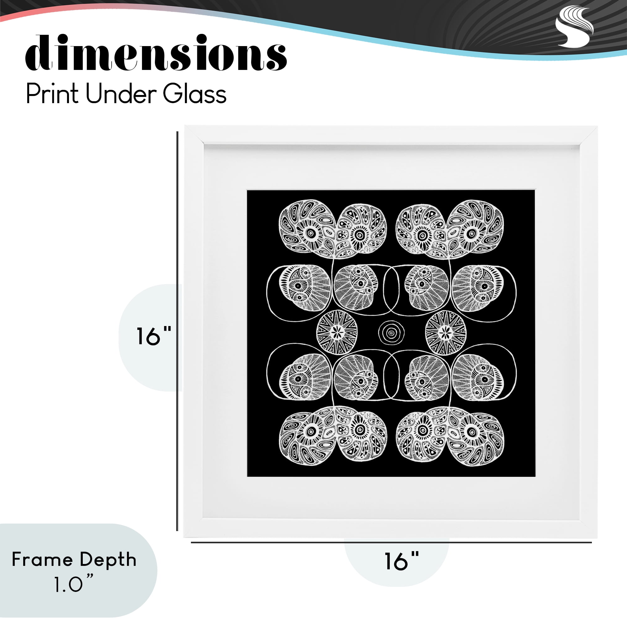 Stupell Industries Detailed Rounded Elementals White Framed Print Under Glass, design by El Perkin