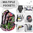 thumbnail image 6 of Uorisanigo Kids Backpack for School, Lightweight Durable Teens Bookbag for Elementary Preschool, Large Capacity Daypack with Side Pocket for Vacation Neon Graffiti Dinosaur, 6 of 7