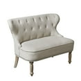 Upholstered Accent Settee, Armless Loveseat with Wing Back and Solid