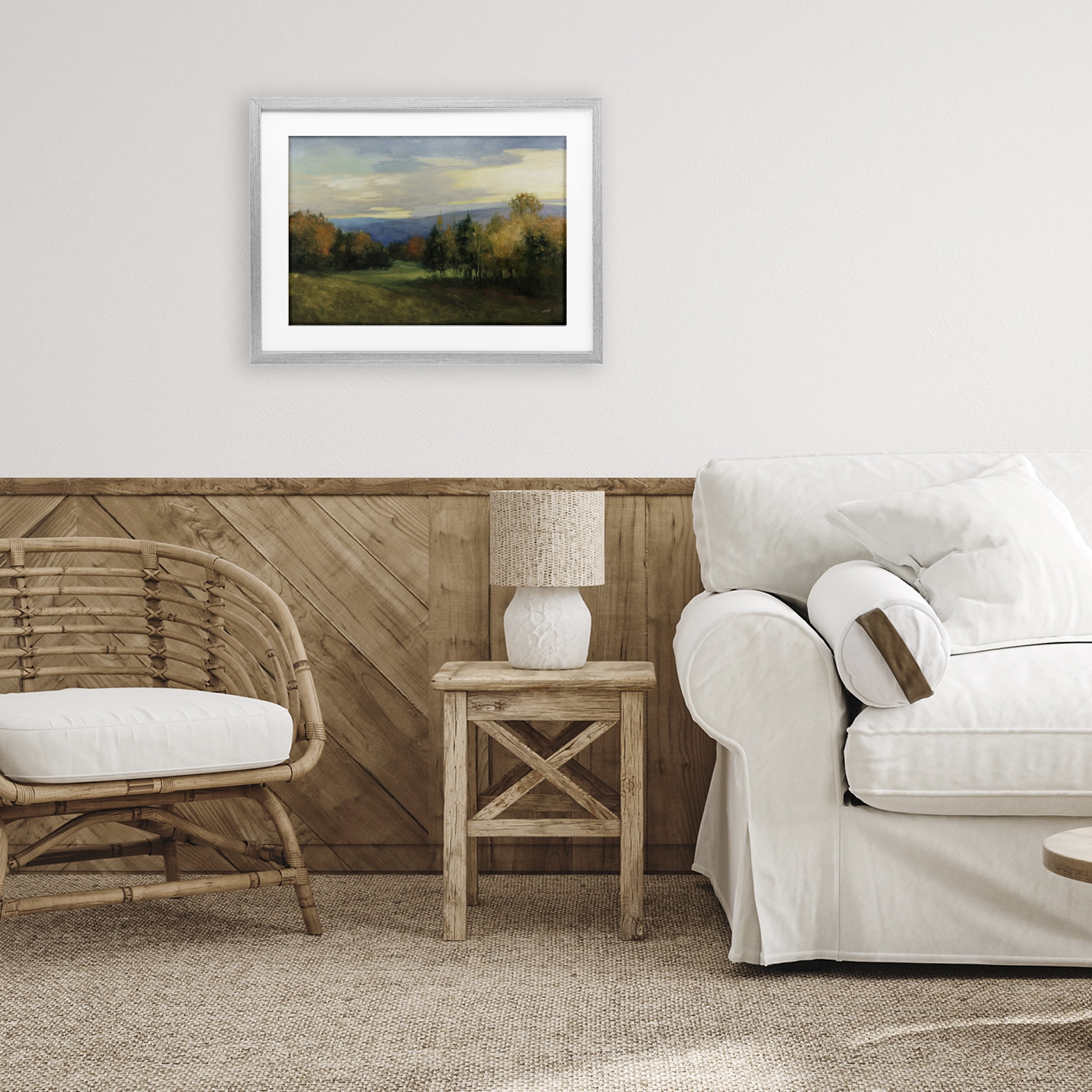 Stupell Industries October Meadow Countryside Gray Framed Print Under Glass, design by Julia Purinton