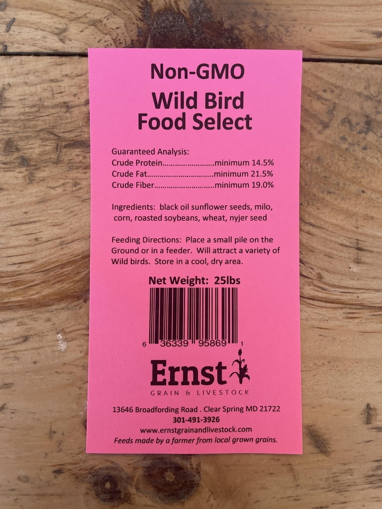 Ernst Grain & Livestock Wild Bird Food Select, Non-GMO – Made with Black Oil Sunflowers, Nyjer Seed, and Other Non-GMO Grains