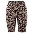 thumbnail image 1 of A2Y Women's Brushed Microfiber Leopard Print Biker Bermuda Shorts Tan Mocha XL, 1 of 3
