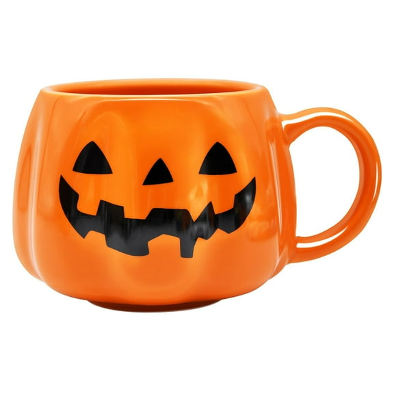 sruoe 12 oz Halloween Pumpkin Mug Decorations, Mug Ceramic Cute Pumpkin Coffee Cup Birthday Tabletop Drinkware Gifts for Adults Kids Women