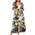 thumbnail image 1 of GORHGORH Women's Leisure Cold Shoulder Short Sleeve Floral Print A-Line Dress Plus Size, 1 of 3