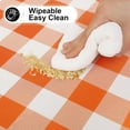 thumbnail image 5 of Rectangle Waterproof Vinyl Table Cloth, Buffalo Flannel Backed Tablecloth, Wipeable Plastic Table Cover for Dinner, Kitchen, Picnic (60" x 84", Orange and White), 5 of 7