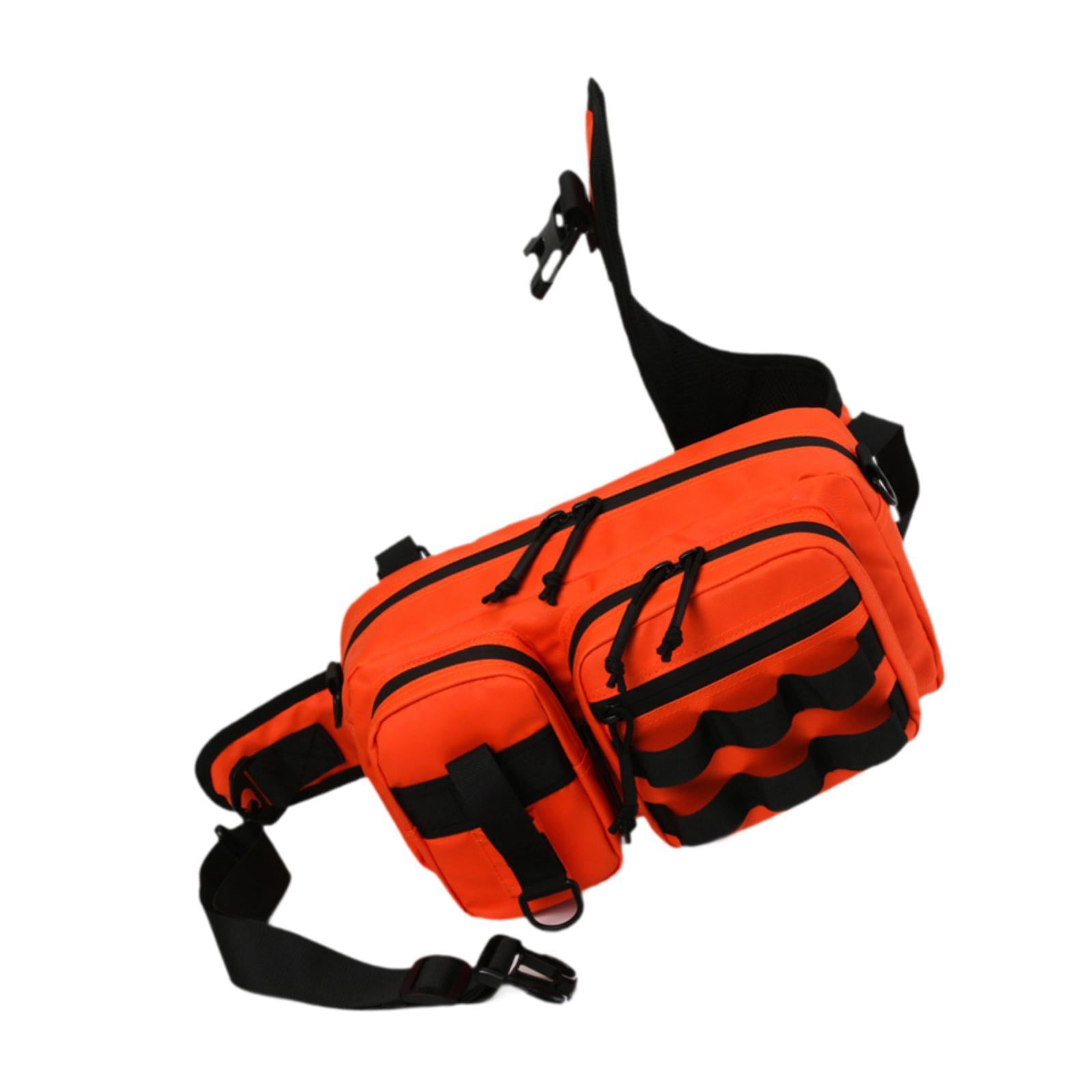 Colaxi Fishing Tackle Bag Rod Holder Fishing Gears Storage Bag for Trekking Camping Orange