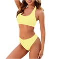 thumbnail image 2 of Under 10$ Womens Bikini Swimsuits Solid Backless Bikini Bandage Two-Pieces Swimwear Swimsuit Beachwear Set, 2 of 6