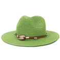 thumbnail image 2 of Women Straw Panama Hat Travel Fedora Beach Sun Hat Summer Wide Brim Straw Roll up Hat UPF 50+, 2 of 2