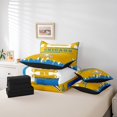 thumbnail image 4 of 7 Piece Sports Bedding Sets,American Football Fans Bed in a Bag Full Size Rugby Player Comforter Set with Sheets Football Lovers Bed Set Yellow Blue Sheets (Chicago), 4 of 5