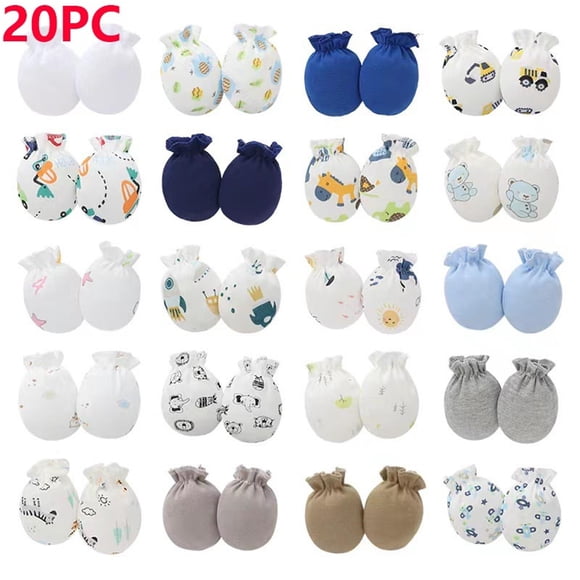 Pitauce 9/15/20 Pairs Newborn Baby Cute Cotton Mittens Infant No Scratch Mittens Toddler Boys Girls Gloves 0-12 Months