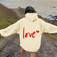 thumbnail image 3 of XINXIAOO Hoodies Sweatshirt for Women Long Sleeve Hoodie Womens Hoodies Pullover Baggy Hoodies Beige Sweatshirt Women Fall Outfits for Women 2025 Trendy Young Women, 3 of 6