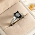 thumbnail image 6 of 8*10mm Black/Blue/Olive Green Princess Cut Cz Band 925 Silver Women Ring Sz 6-10, 6 of 8